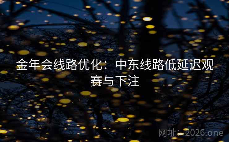金年会线路优化：中东线路低延迟观赛与下注